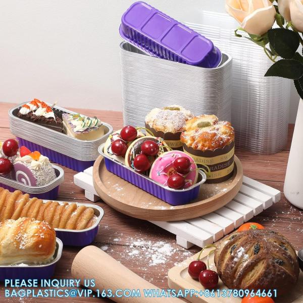 Loaf Pans With Lids Aluminum Foil Mini Cake Pans, Rectangle Baking Tins Containers For Brownie Muffin Bread