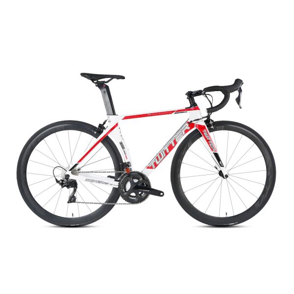Anti Skid Carbon Fiber Road Bike , Red Carbon Race Bike Flat Welding Technology