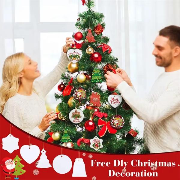 DIY Custom White Blanks Sublimation PBT Plastic Christmas Ornaments personalized christmas ball ornaments with picture