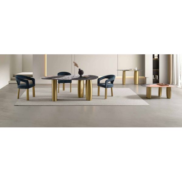 T1031 Luxury Dark Vein Sintered Stone Oval Dining Table