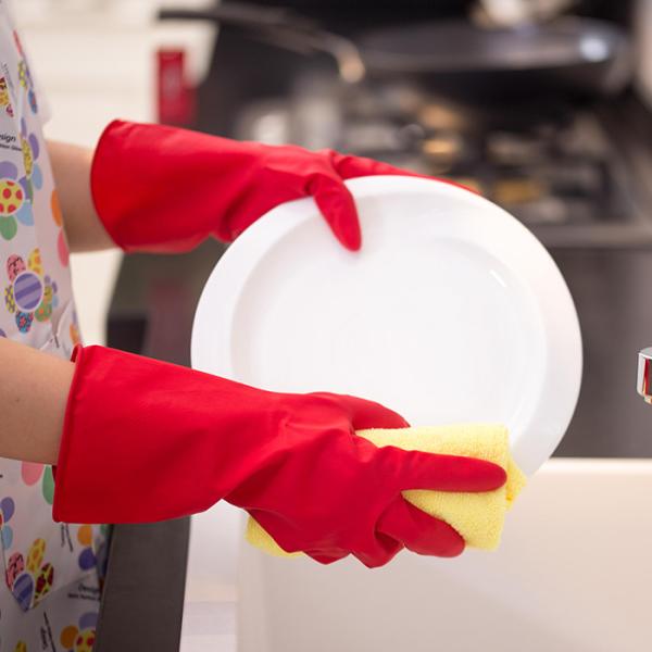 Multi-Purpose Flocklined Rubber Gloves  Anti-Oil Waterrproof Anti-Detergent Rubber Gloves