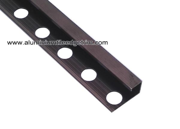 Flat Edge Aluminium Bathroom External Corner Tile Trim With Brushed Brown