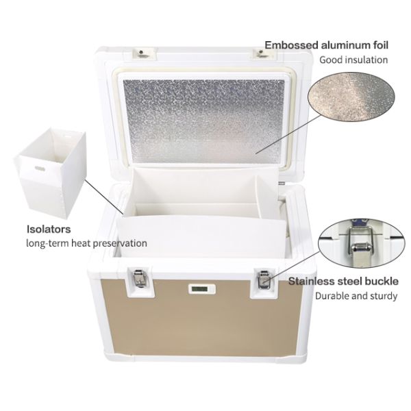 VPU Panel aislado al vacío Cooler de aislamiento caja 30L Capacidad 2-8C Rango de temperatura Perfecto para la gestión de la cadena de frío