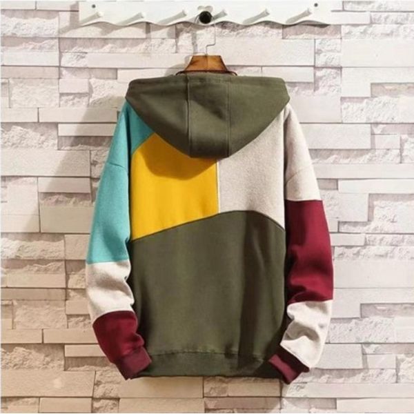 Oversized Sublimation Heavy Weight 60%Cotton Moletons Hooded Drawstring Colorblock Cut Panel Men Sweatshirt