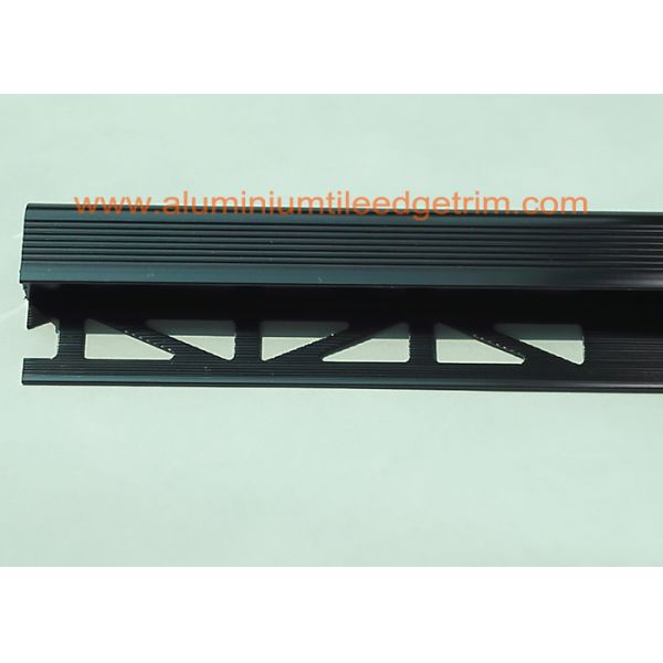 Anodized Black Metal Stair Nosing For Tile With Curved Edge Long Lifespan
