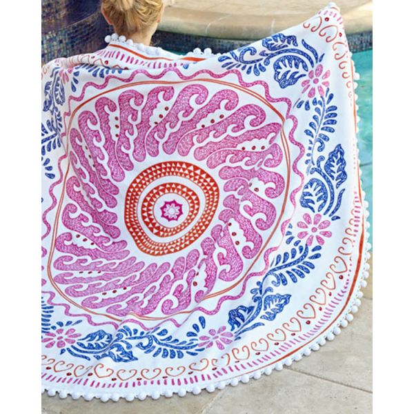 Adults Colorful Round 100 cotton beach towels Large Size 150cm Dry Fast