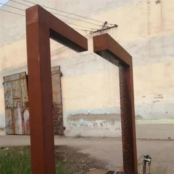 Современный двойник l фонтан дизайна Corten особенности воды металла стальной