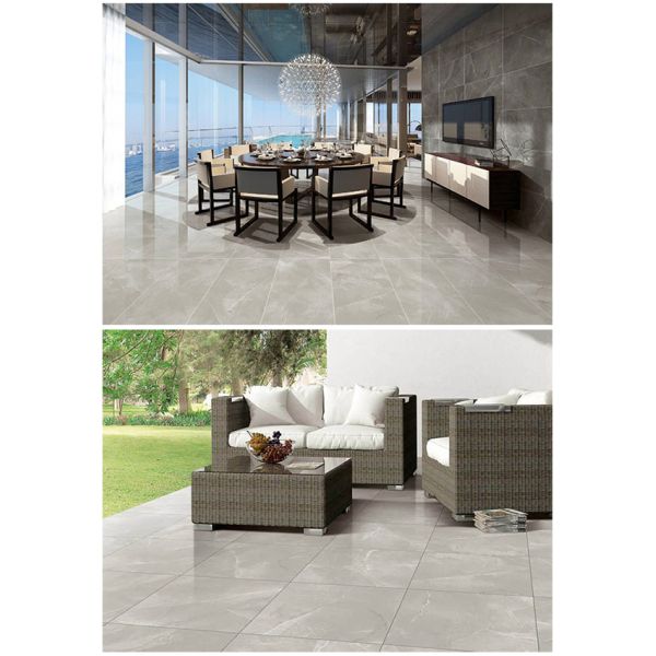 Commercial Light Grey Glazed Floor Tiles , 24 