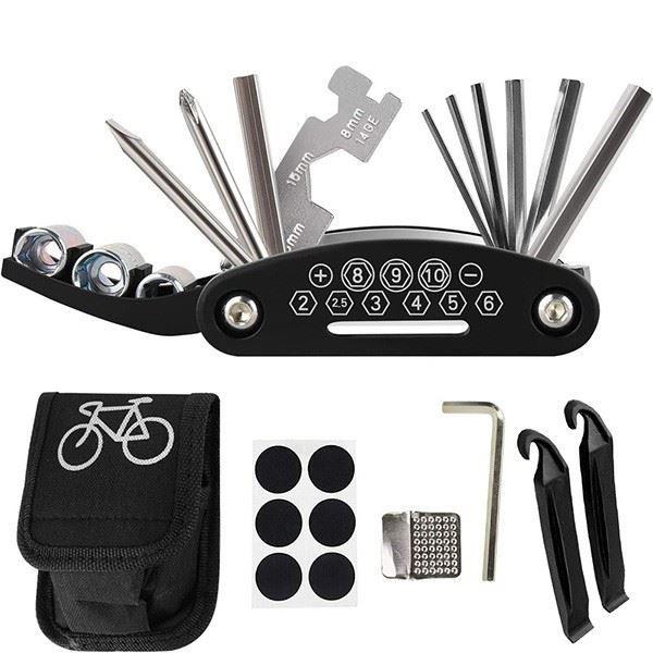 Bike Repair Tool Kit - 16 in 1 Bicycle Multitool Mountain Bike Tool Cycling Maintenance, Bike Hex Key Wrench