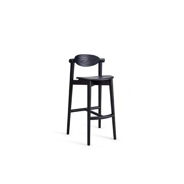 Solid Ash Wood Bar Stool And Table Commercial Bar Stool Black Open Finish For Hotel