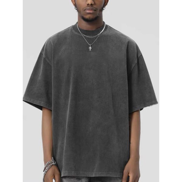 Round Neck Vintage Graphic T-shirts 100% Cotton Wash Plus Size T-shirts For Men Print