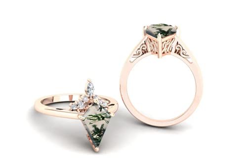 Естественные кольцо драгоценной камня агата мха неподдельные 925 стерлинговое серебряное для змея женщин отрезало кольцо женщин