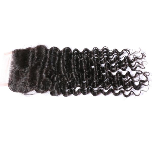 Raw Human Indian Hair Deep Wave Closure Full Density For Top Head