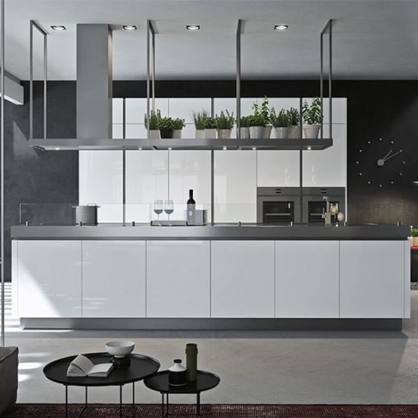Customized Size Stainless Steel Kitchen Cabinets Beveled Edge Luxury