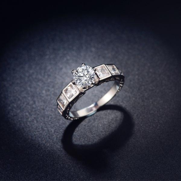 CZ with Big Round Zircon Ring Elegant Women Wedding Rings High Quality Delicate Gift Ring Fashion AAA CZ RIng Jewelry