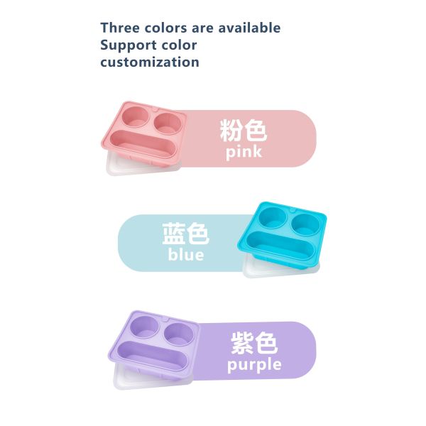 Blue Silicone Divided Snack Box with Lids BPA-Free Leak-Proof Eco-Friendly Microwave Dishwasher Safe for Kids Adults OEM