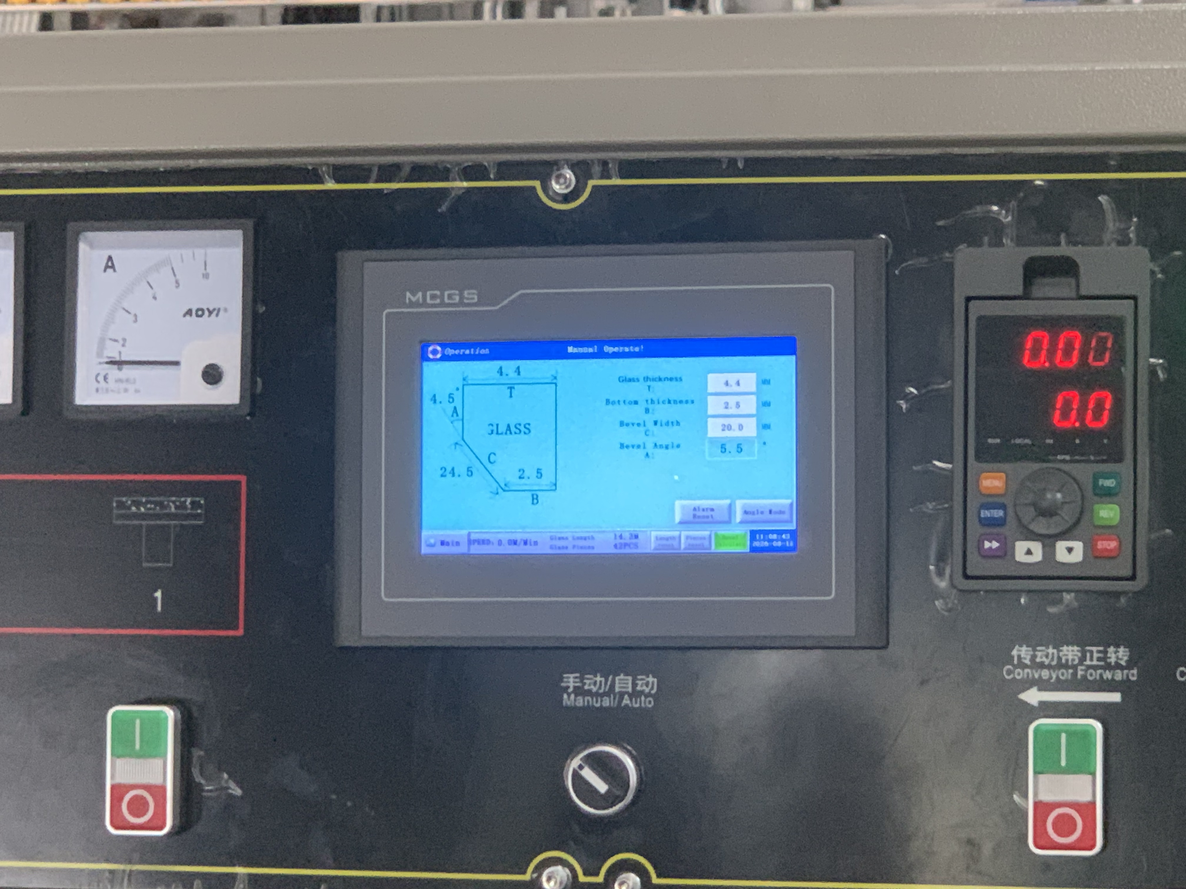 PLC Control 3-12mm Glass Beveling Machine For Grinding / Polishing Bevel Edge