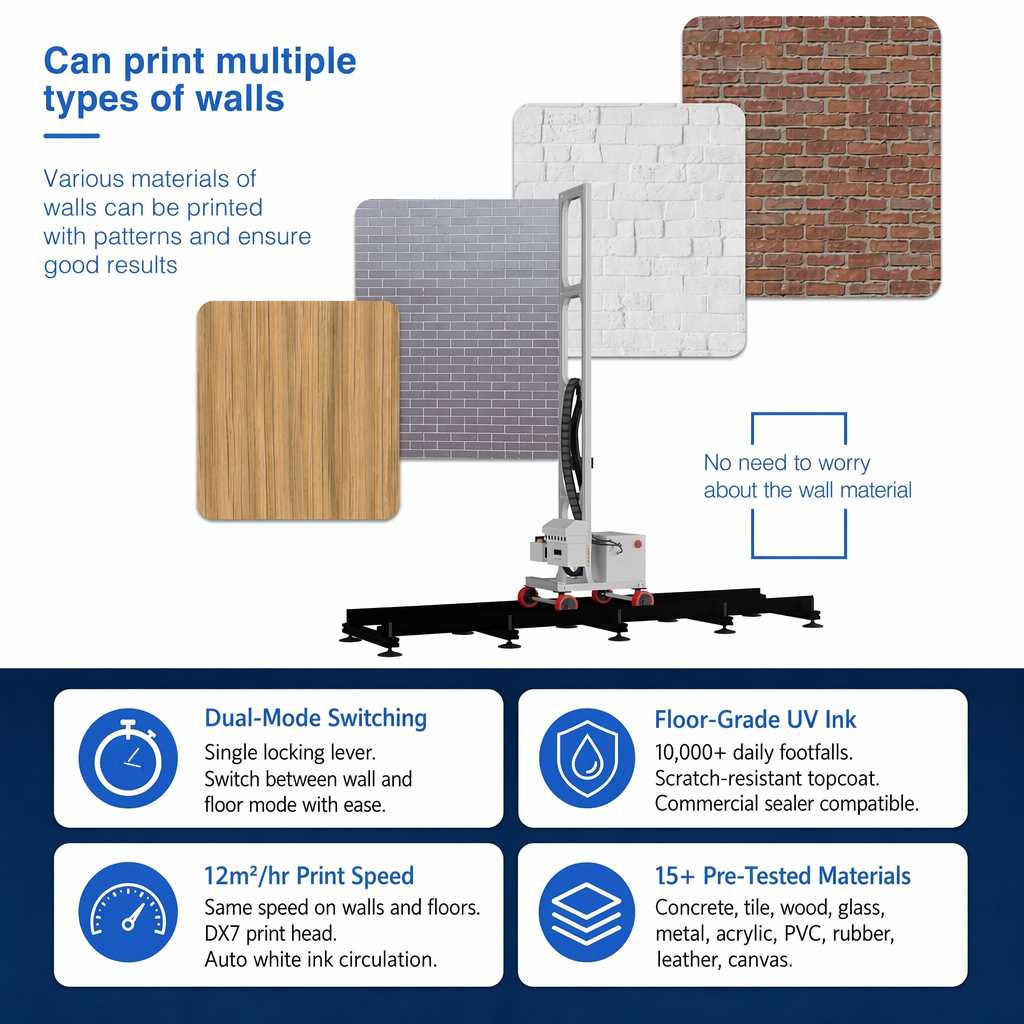 High Precision 2-in-1 Vertical Wall & Floor UV Printer for Commercial Advertising Indoor Wall Mural Painting Machine