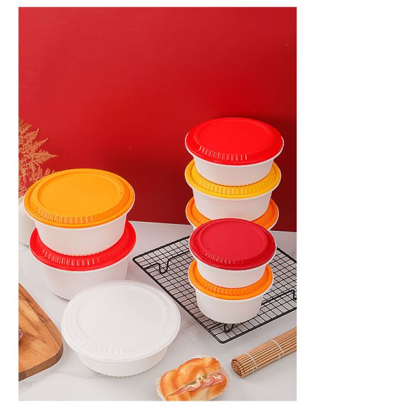round plastic food container with lid    disposable soup container  takeaway bowl container   food storage bowl packaging