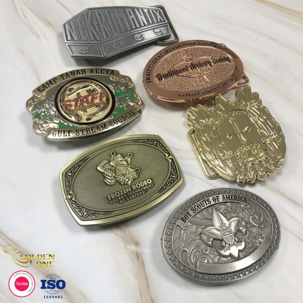 Gold Plated Belt Western Cowboy Buckles Unique Engraved Name Clip For Men