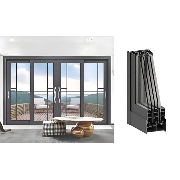 Commercial Aluminium Sliding Doors JZ136 Double Glazed Aluminium Sliding Doors