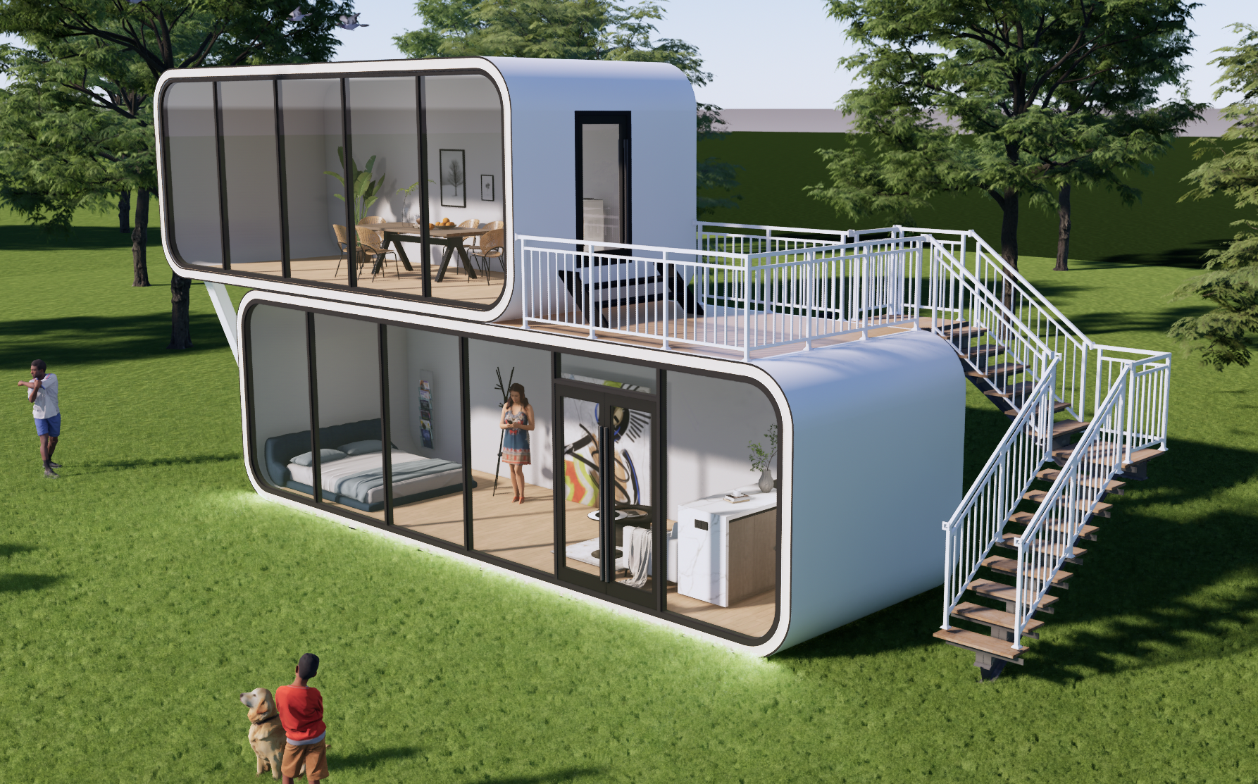 Cabina de oficina moderna de material de acero Cabina de oficina de jardín