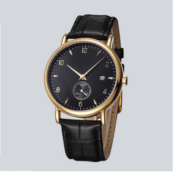 Stainless Steel Leather Band Watches / Quartz Wrist Watch For Men , Eco - Friendly