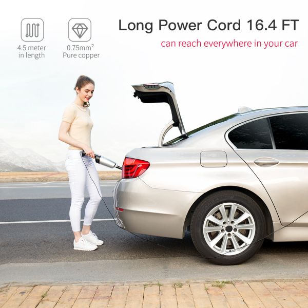 4000PA Suction Power YANTU V01 Portable Handheld Black Car Vacuum Cleaner for Car 12V