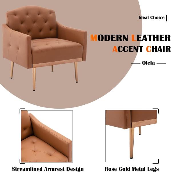 Fabric Metal Leg Armchair Italian Sofa Leisure Chair For Living Room At Mail Packing N
