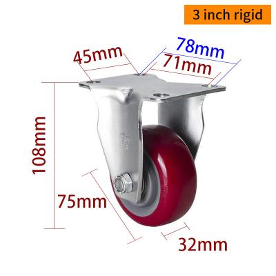 EDL à charge moyenne 3 pouces 150 kg Plaque TPU Caster par type rigide, pivotant et frein