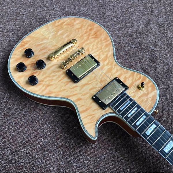 New standard LP CUSTOM SHOP Hot sale LP custom electric guitar flame maple cover natural color gold hardware