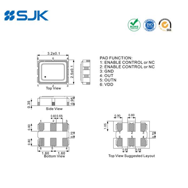 SMD 7050 HCSL Oscillator Support 25~200MHz 3.3V For Communication Application