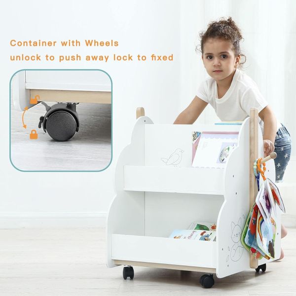 Functional Design Multifunction Wooden Book Rack for Children's Books