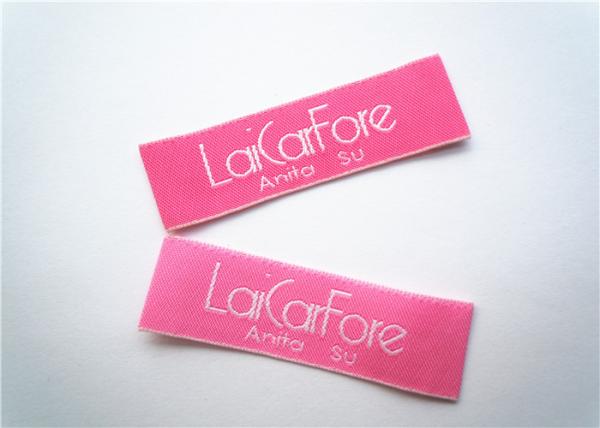Garments Woven Clothing Label Tags , Sewing Embroidered Clothing Labels