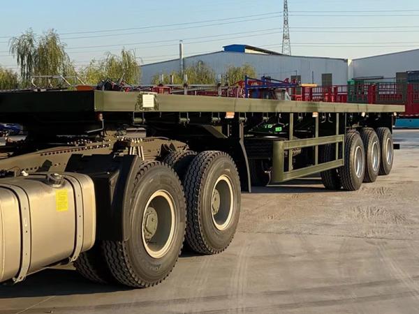 3 Axles Flatbed Semi Truck Trailer 40FT Container Transport Platform