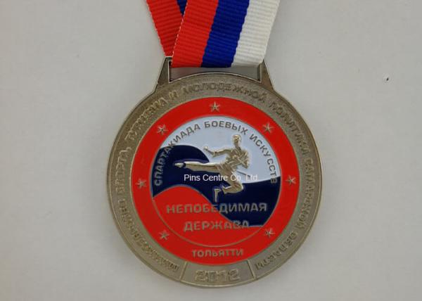 3D Zinc Alloy Custom Enamel Medal Gold Plating With Ribbon 900*25 mm