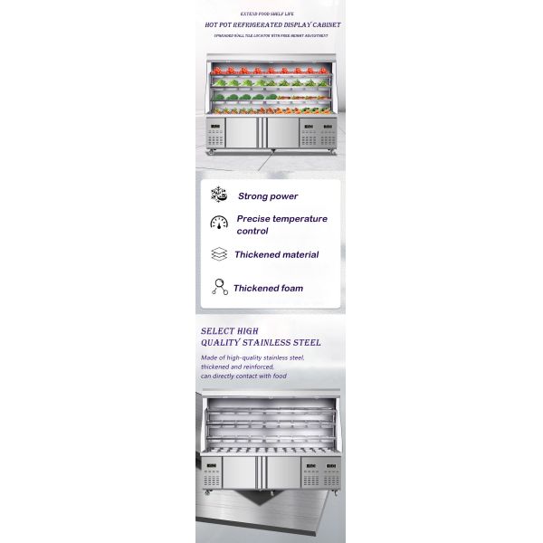Malatang Hot Pot Open Display Fridge Restaurant Fresh Open Air Refrigerator