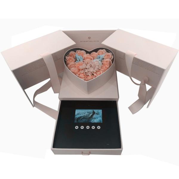 BIRTHDAY SET LUXE HEART SHAPE INVIT ROSE FLOWER JEWELRI WHOLESALE BROCHURE SCREEN LCD VIDEO GIFT BOX