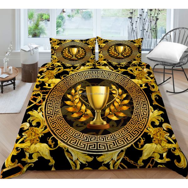 Luxury Fashion Design Nondisposable Microfiber Quilt Cover Set with Pillowcases