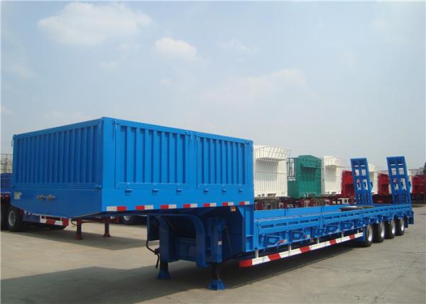 Heavy Equipment Delivery Lowboy Semi Trailer 4 Axle 80tons Top Flange Thickness 14mm