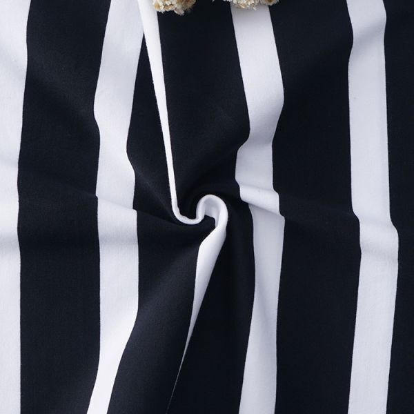 Skin Friendly Striped Stretch Fabric , 175gsm Knit Combed Cotton Fabric For T - Shirt