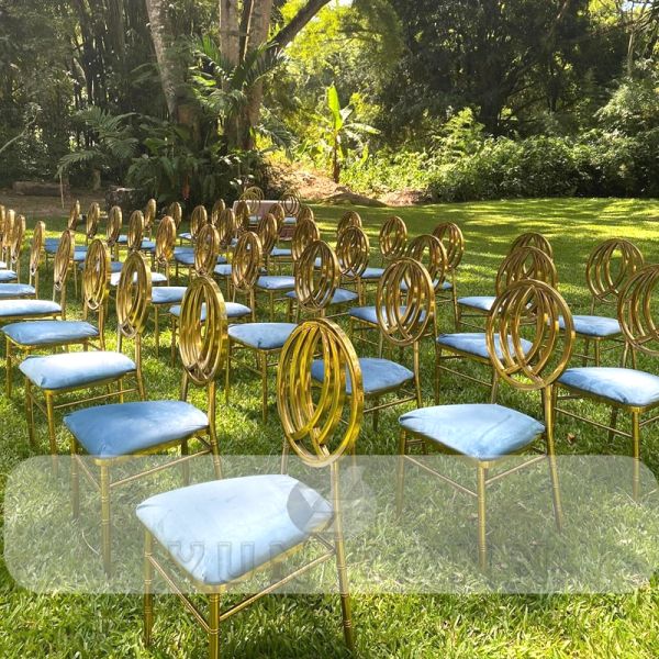 Luxury Golden Double Ring Orbit Chair for Events Weddings Hotels Restaurants Outdoor Bars-Stainless Steel Rental Chair