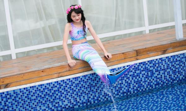 Colorful Unicorn Mermaid Tails For Swimming With Flower Monofin Fade - Resistant