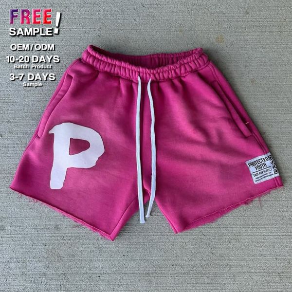 Calzoncillos personalizados Logotipo de bordado de verano Calzoncillos Lavados con ácido Rips Distressed Cut Edge Vintage Streetwear Casual Raw Hem Shorts hombres