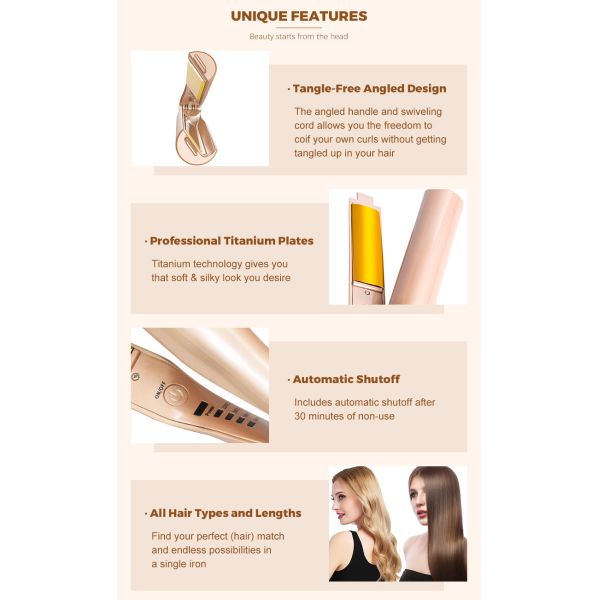 2 в 1 завивая плите титана СИД раскручивателя волос утюга и аниона двойной керамической