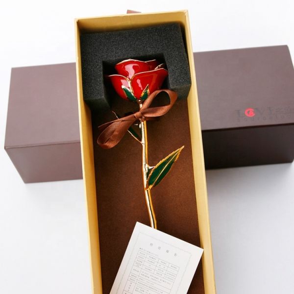 Anniversary Gifts 24k Gold Plated  Rose With  Gift Box Forever Gold Rose for Christmas ,valentine' s Day  Gifts
