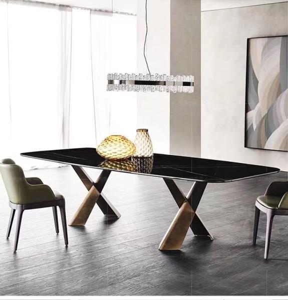 Modern Luxury Design Home Furniture Marble Top Sintered Stone Ceramic Marble Dining Table Set