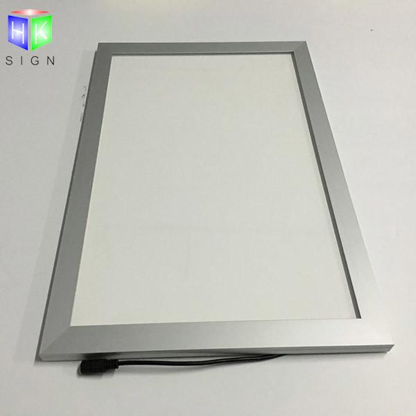 Silver Acrylic Snap Frame Led Light Box With Menu Display , Restaurant Advertising