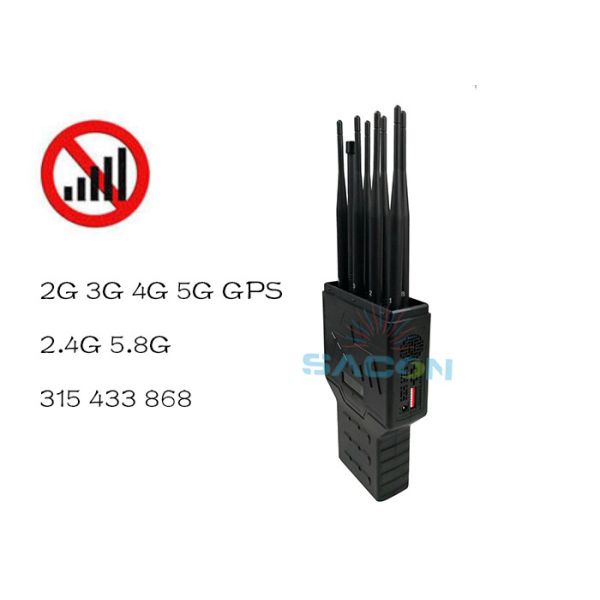16W High Power 8 Antennas Handheld Signal Jammer with Built-in Battery for GPS WiFi 2G 3G 4G Blocking