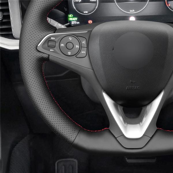 MEWANT Hand Stitch Genuine Leather Steering Wheel Cover for Opel Astra Combo Corsa Grandland X Insignia 2014 2017 2018 2019 2020